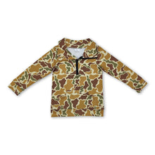 Load image into Gallery viewer, Long sleeves green camo pocket kids zip pullover