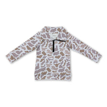 Load image into Gallery viewer, Long sleeves light grey camo pocket kids zip pullover