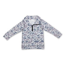 Load image into Gallery viewer, Long sleeves grey camo pocket kids zip pullover