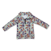 Load image into Gallery viewer, Long sleeves mint camo pocket kids zip pullover