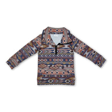 Load image into Gallery viewer, Long sleeves aztec cross kids western zip pullover