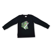 Load image into Gallery viewer, Dark grey long sleeves fish kids boys shirt