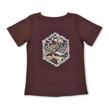Load image into Gallery viewer, Short sleeves brown camo duck kids boys shirt