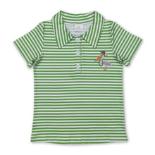 Load image into Gallery viewer, Short sleeves green stripe pelican kids boys polo shirt