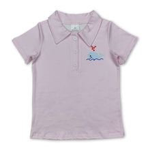 Load image into Gallery viewer, Short sleeves pink whale kids boys summer polo shirt