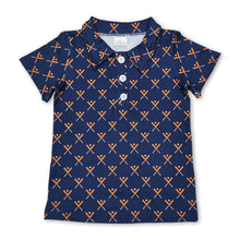 Load image into Gallery viewer, Blue short sleeves baseball kids boys polo shirt