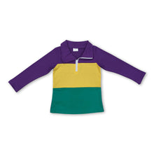 Load image into Gallery viewer, Long sleeves purple yellow green boys Mardi Gras pullover