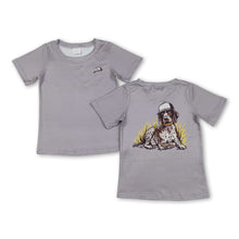 Load image into Gallery viewer, Short sleeves Grey dog kids boys shirt