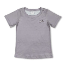 Load image into Gallery viewer, Short sleeves Grey dog kids boys shirt