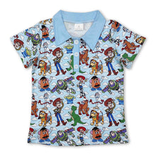 Load image into Gallery viewer, Blue short sleeves dog toy kids boys summer polo shirt