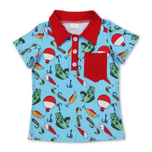 Load image into Gallery viewer, Red pocket short sleeves fishing kids boys polo shirt