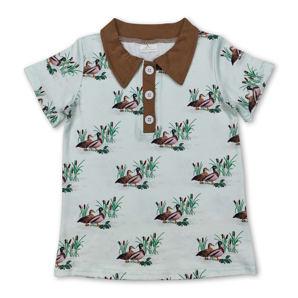 Short sleeves duck khaki kids boys polo shirt