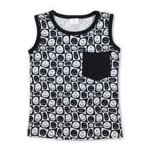 Load image into Gallery viewer, Black sleeveless plaid smile kids boys summer shirt