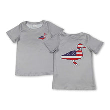 Load image into Gallery viewer, Grey short sleeves stars stripe duck boys 4th of july shirt