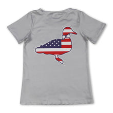 Load image into Gallery viewer, Grey short sleeves stars stripe duck boys 4th of july shirt