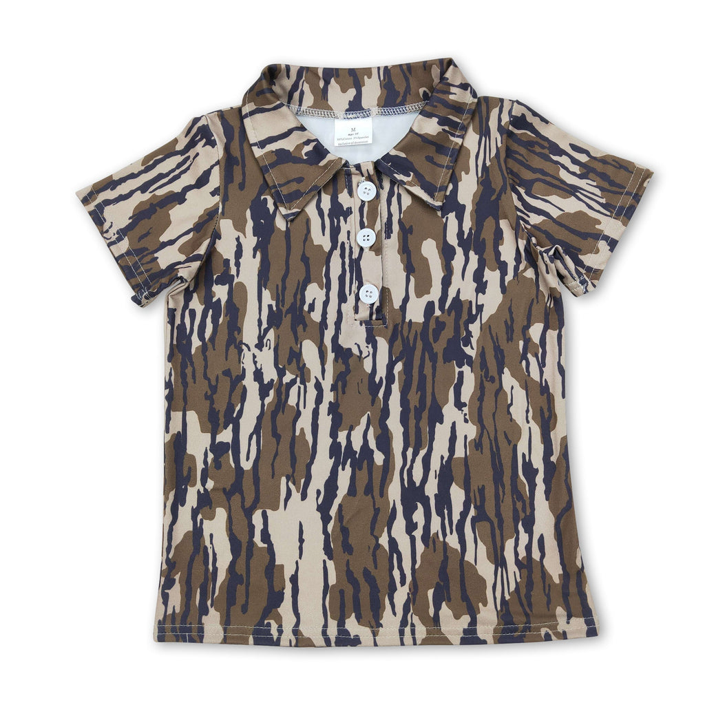 Camo short sleeves boys polo shirt