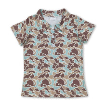 Load image into Gallery viewer, Short sleeves mint camo print kids boys polo shirt