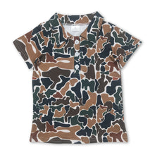 Load image into Gallery viewer, Short sleeves brown camo print kids boys polo shirt