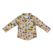 Load image into Gallery viewer, Constructions Christmas tree kids boys button down shirt
