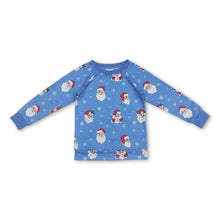 Load image into Gallery viewer, Blue long sleeves santa baby kids Christmas shirt