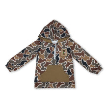 Load image into Gallery viewer, Brown pocket camo dog long sleeves kids boys zipper hoodie
