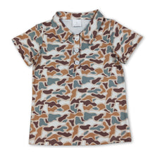 Load image into Gallery viewer, Short sleeves white brown camo kids boys polo shirt