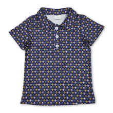 Load image into Gallery viewer, Purple green yellow short sleeves boys mardi gras polo shirt