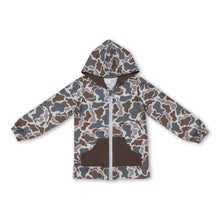 Load image into Gallery viewer, Long sleeves camo pocket zipper kids hooded jacket