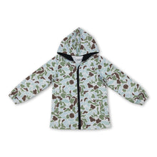 Load image into Gallery viewer, Green camo deer duck hunting boys zipper hooded jacket