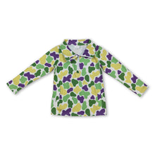 Load image into Gallery viewer, Green yellow purple camo kids boys zipper Mardi Gras pullover
