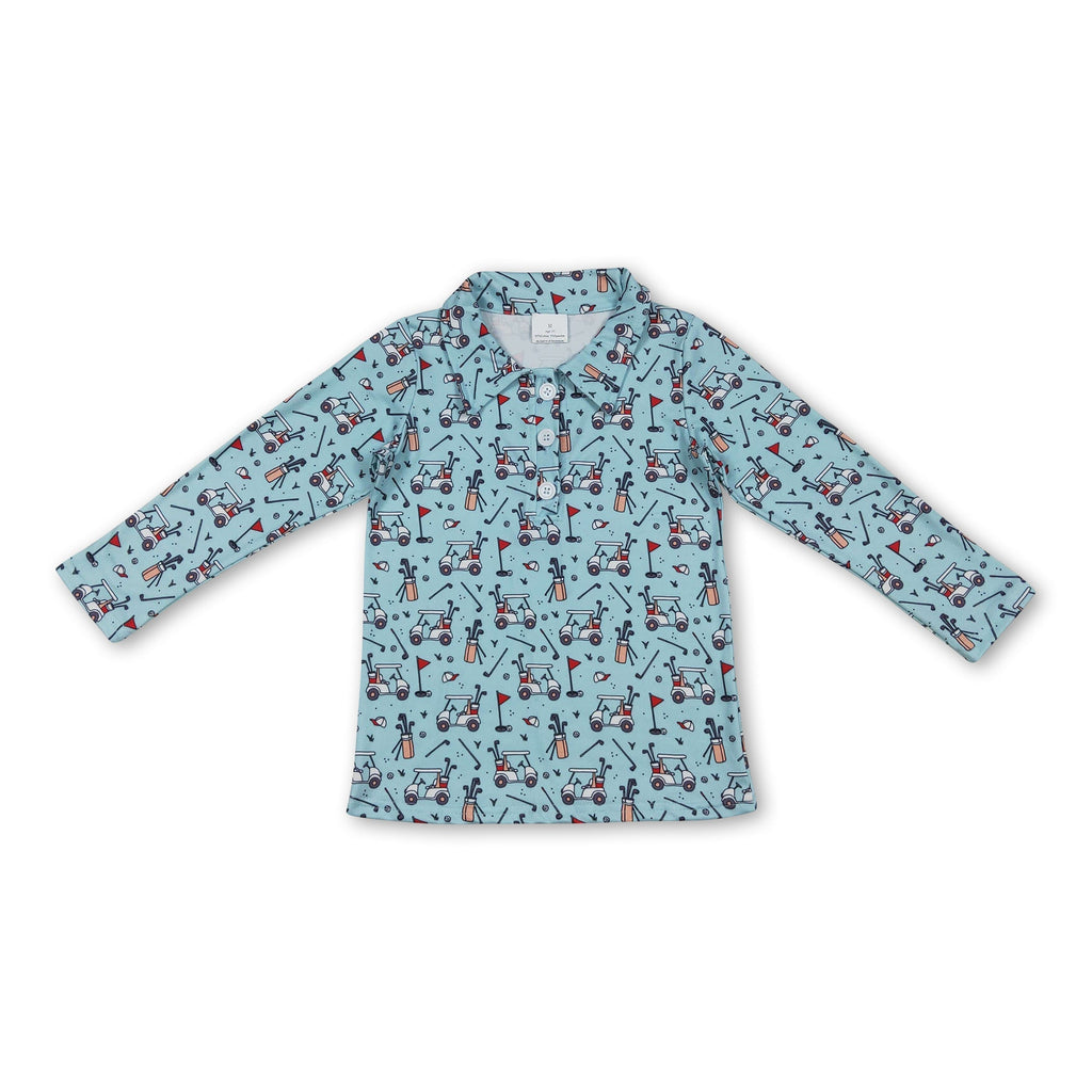 Long sleeves golf kids boys polo shirt