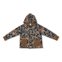 Load image into Gallery viewer, Brown camo pockets kids boys hooded jackets