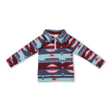 Load image into Gallery viewer, Long sleeves aztec western kids zipper pullover