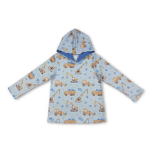 Load image into Gallery viewer, Long sleeves blue heart constructions boys Valentine's hoodie