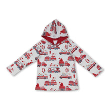 Load image into Gallery viewer, Long sleeves red heart fire truck boys Valentine's hoodie