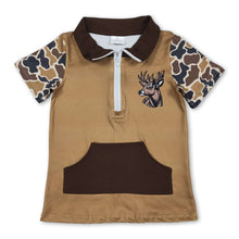 Load image into Gallery viewer, Camo short sleeves brown deer pocket kids boys pullover