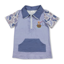 Load image into Gallery viewer, Camo short sleeves fishing pocket kids boys pullover