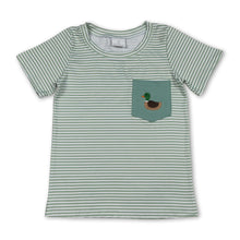 Load image into Gallery viewer, Short sleeves duck pocket stripe kids boys shirt