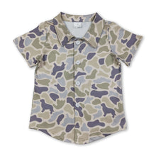 Load image into Gallery viewer, Short sleeves dog camo kids boys button down shirt