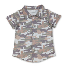 Load image into Gallery viewer, Short sleeves white camo kids boys button down shirt