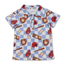Load image into Gallery viewer, Short sleeves plaid baseball kids boys polo shirt