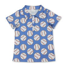 Load image into Gallery viewer, Short sleeves light blue baseball kids boys polo shirt