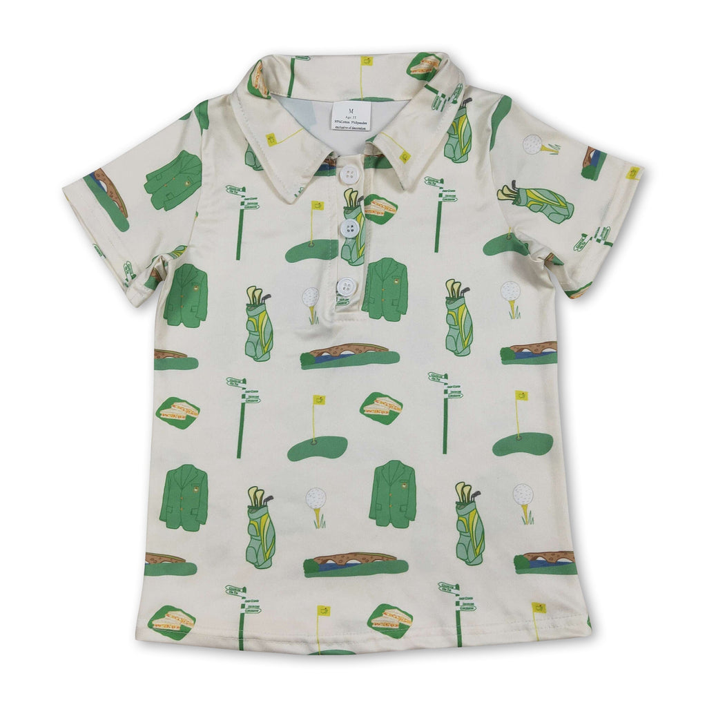 Short sleeves golf green jacket kids boys polo shirt