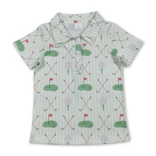 Load image into Gallery viewer, Short sleeves stripe flag golf kids boys polo shirt