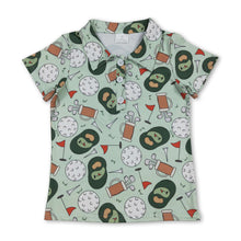 Load image into Gallery viewer, Short sleeves green flag golf kids boys polo shirt