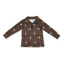 Load image into Gallery viewer, Brown long sleeves bull skull western boys zipper pullover
