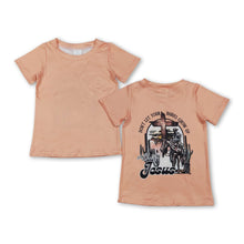 Load image into Gallery viewer, Short sleeves cross cactus rodeo kids boys western shirt