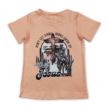 Load image into Gallery viewer, Short sleeves cross cactus rodeo kids boys western shirt