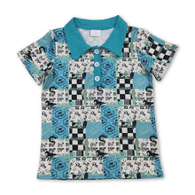 Load image into Gallery viewer, Short sleeves cows cactus kids boys western polo shirt