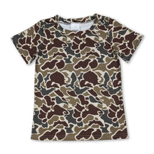 Load image into Gallery viewer, Short sleeves dark brown camo kids boys shirt